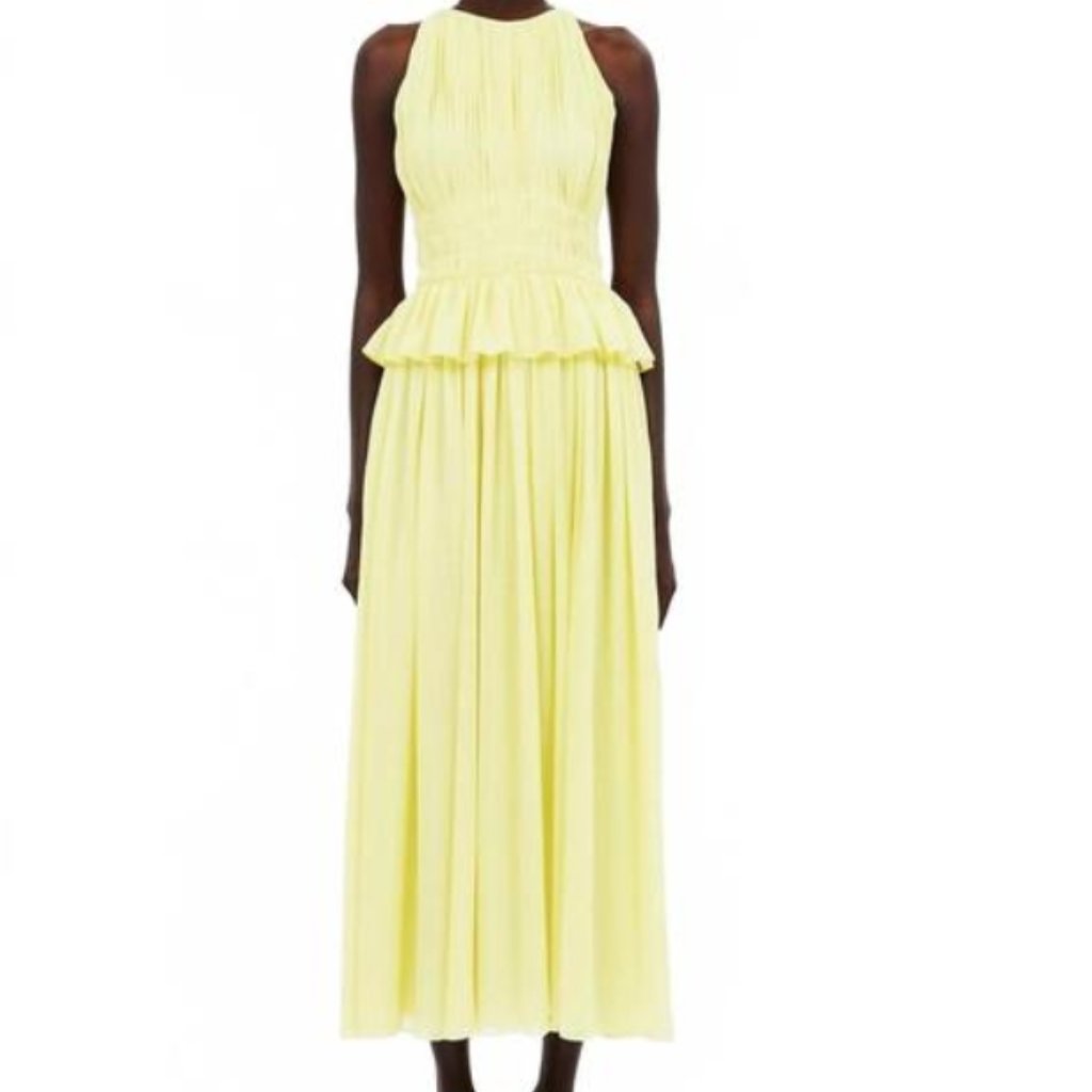 Nwt Ulla Johnson Adeline Silk Midi Skirt In Citron M $790